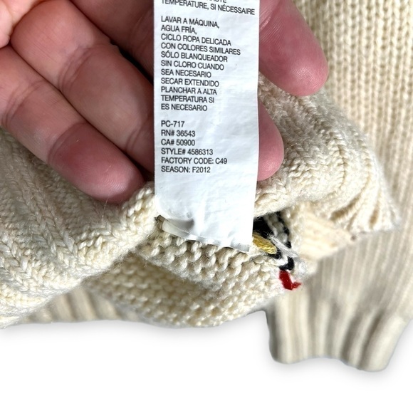 IZOD Half Zip Fair Isle Pullover Turtleneck Sweater, Multi Cream, Size Large - Picture 6 of 10